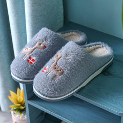 Couples Plush Slip On Flat Warm Furry Men Slippers Toe Keep Winter Open Shoes Home Men's Slipper Slippers for Men Blue