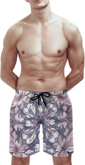 Men's Swim Trunks Some Flower Patterns Beach Shorts Quick Dry Summer Bathing Suit Swimwear Beachwear with Pockets