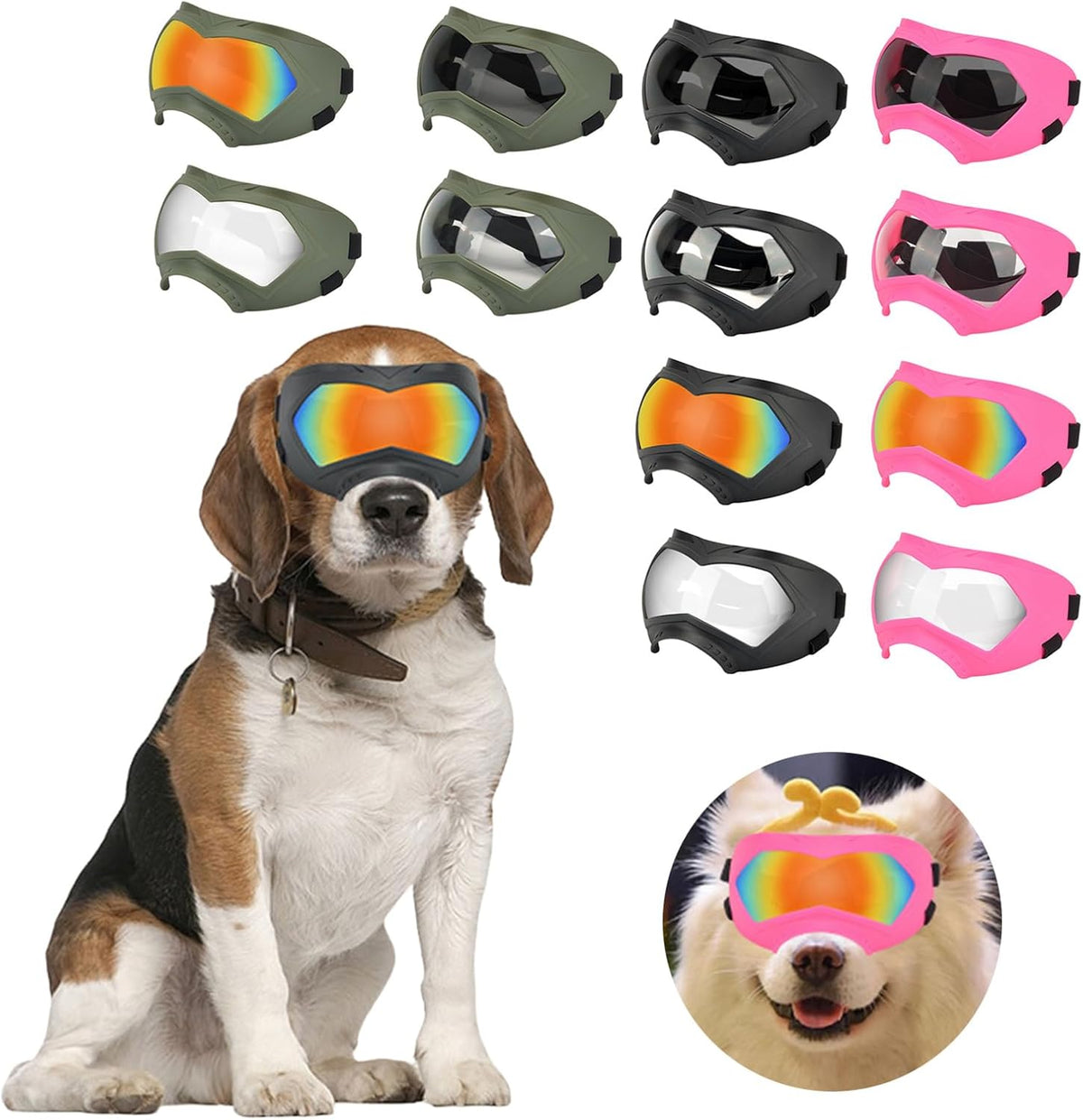 Pet Goggles for Outdoor Windproof Eye Protective Dog Goggles Dog Sun Glasses Adjustable Pet Goggles Travel Sun Glasses
