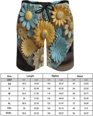 Men's Swim Trunks Wood Carving Style Flowers Beach Shorts Quick Dry Summer Bathing Suit Swimwear