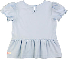 RuffleButts Windsurfer Blue Puff Sleeve Knit Peplum Top - 2T