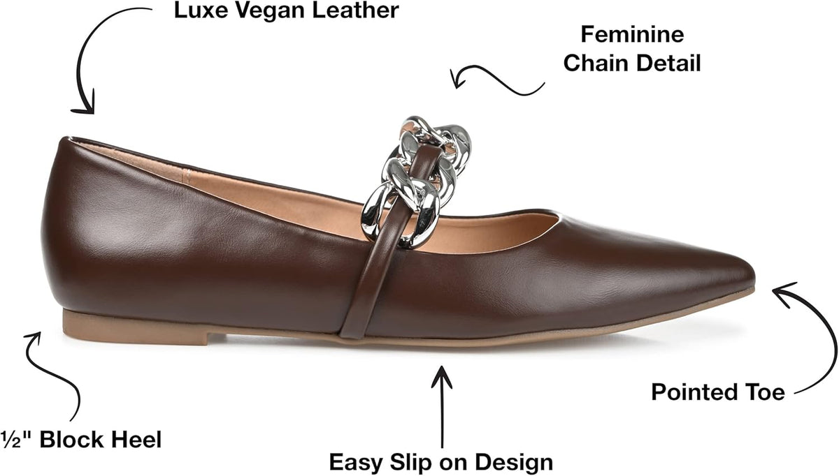 Journee Womens Metinaa Ballet Pointed Toe Slip On Flats