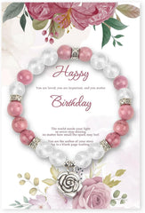 Birthday Bracelets Beaded Bracelet Pink Bracelet Gifts Jewelry