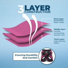 Best Pet Supplies - All Weather Mesh, Reflective, No Pull Harness for Small, Medium Dogs, Cats - Secure with Hook & Loop Fastener, Buckle, Double D-Rings - Fuchsia 2-Tone, M