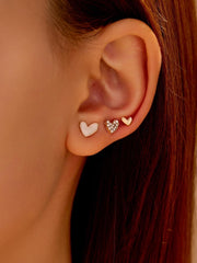 3 Pairs Heart Stud Earrings for Women, Rose Gold Plated Cubic Zirconia Heart Earrings, Elegance and Stylish Ear Studs, Ideal for Daily Wear and All Occasions, Fashion Jewelry (Gold)