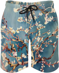 Men's Swim Trunks Almond Blossom Beach Shorts Quick Dry Summer Bathing Suit Swimwear Beachwear with Pockets