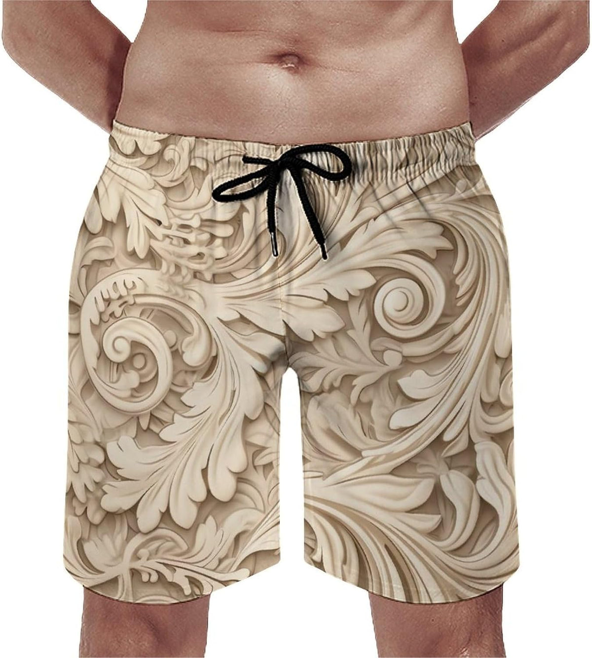 Men's Swim Trunks Flower Vine Pattern Beach Shorts Quick Dry Summer Bathing Suit Swimwear Beachwear with Pockets