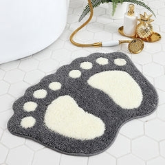 FT13 Big Feet Bathroom Rugs Mats Water Absorbent Non-Slip Foot Shaped Bath Mat forShower Room Soft Microfiber Bath Mat Machine Washable