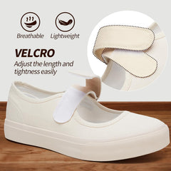 Uoidru Women's Mary Jane Canvas Shoes Fashion Sneakers with Velcro Casual Slip on Shoes for Women(Beige,US7.5)