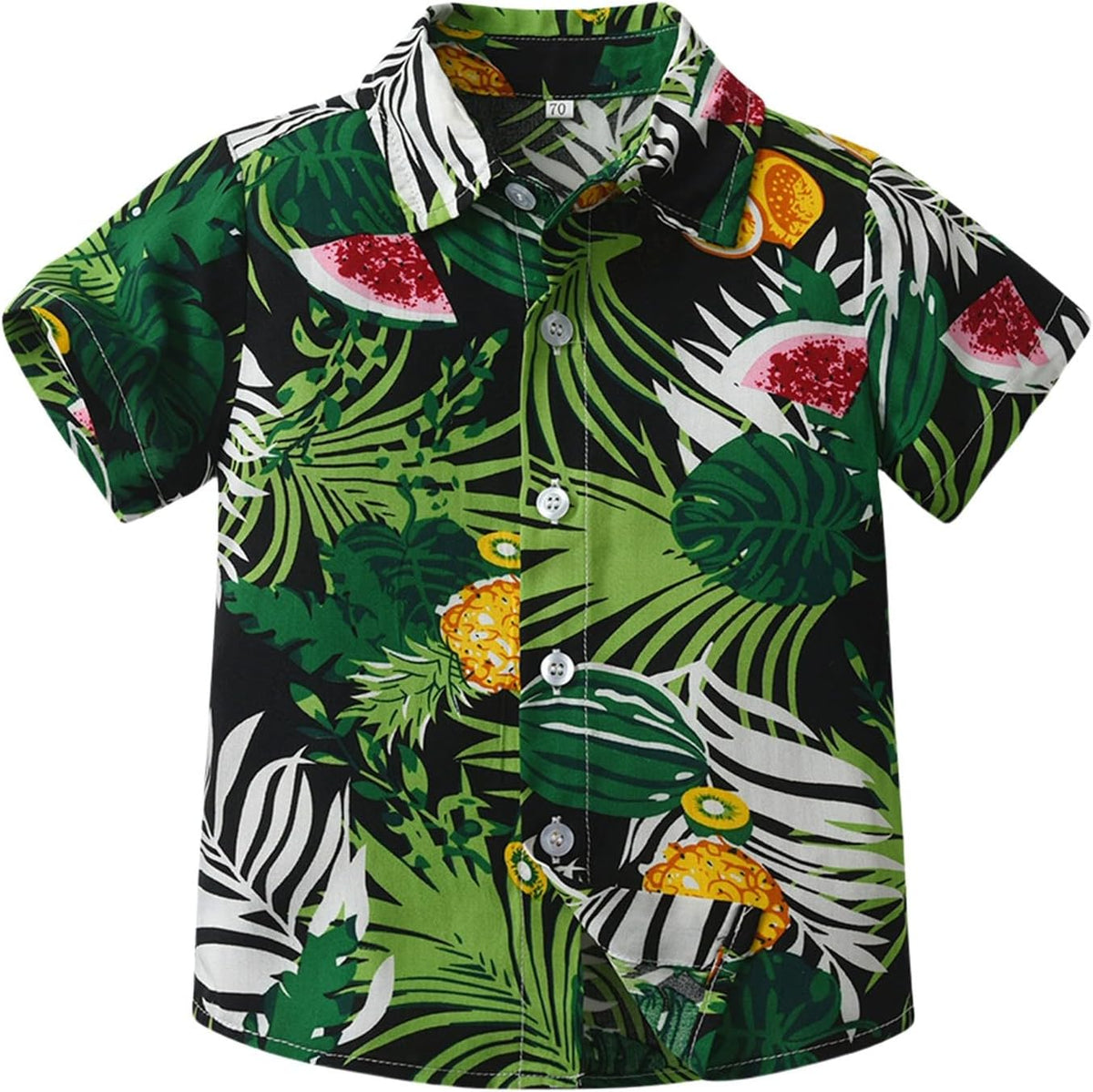 Kids Boys Hawaiian Shirt Short Sleeve Aloha Shirt Tropical Button Down Collared Tops for Boys (Green, 6-7 Years)