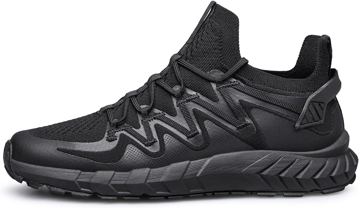 Mens Slip On Walking Running Sneakers Athletic Basketball Tennis Shoes Lightweight Workout Breathable Fashion Sneakers All Black Size 12.5