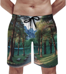 Men's Swim Trunks Park Beach Shorts Quick Dry Summer Bathing Suit Swimwear Beachwear with Pockets