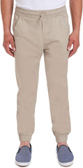 IZOD Men's Young Uniform Jogger Pants, Elastic Waistband with Drawstring Closure, Stretch Twill Fabric