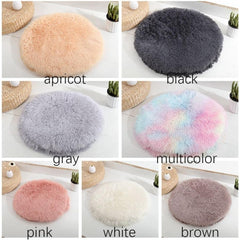 Round Pet Dog Bed Mat Long Plush Soft Fluffy Pet Cushion Cats Bed Blanket Pad for Small Dogs Sleeping Medium Large Supplies Cats(40cm,White)