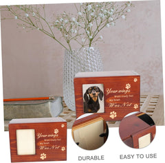 Pet Urn Bone Ash Box with Photo Frame for Cats and Dogs Natural Keepsake Cinerary Casket Compact and Memorial for Pet Loss