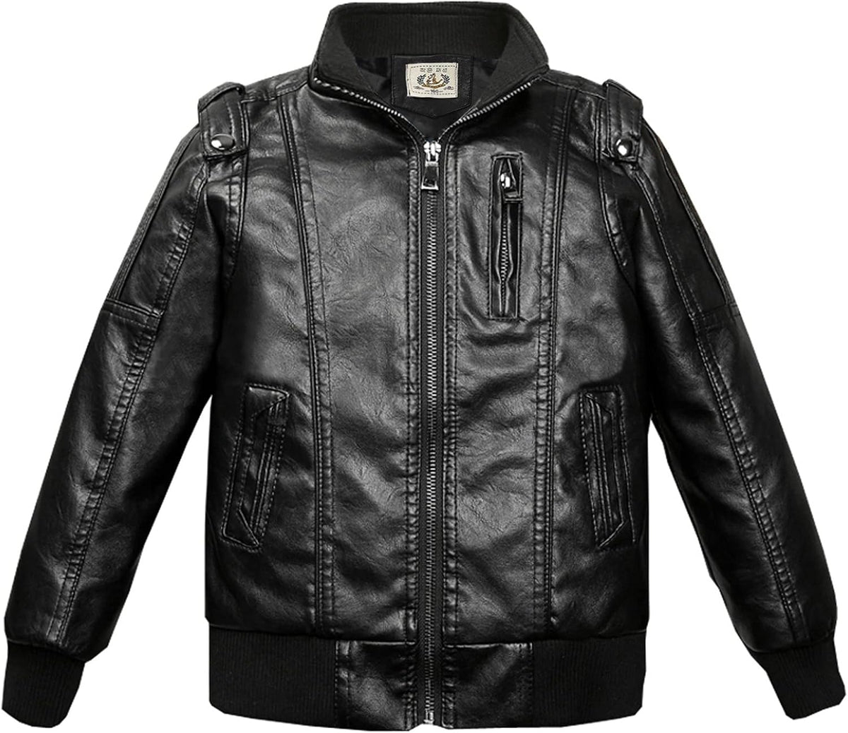 Toddler Kids Boys Jackets Motorcycle Leather Coats Fall Winter Outerwear Zipper Coat (Black, 11-12 Years)