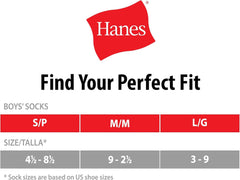 Hanes Boys' Socks, Double Tough Cushioned Crew Socks, 12-pair Packs