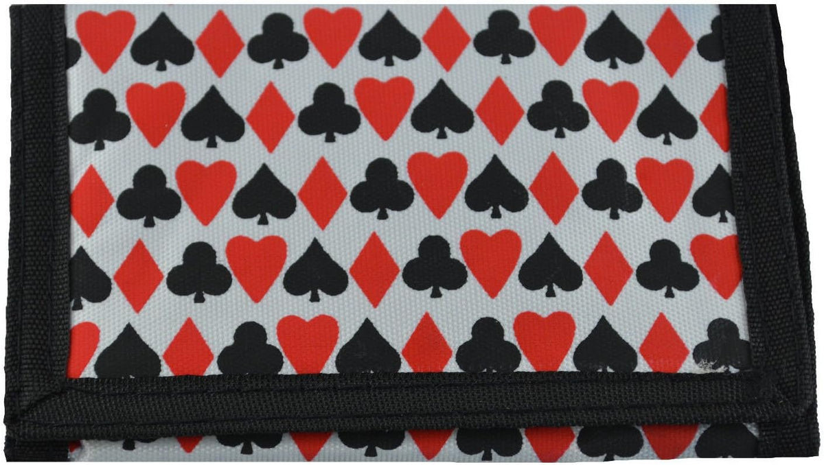 MM Playing Card Design Spades Hearts Diamonds Clubs Trifold Wallet