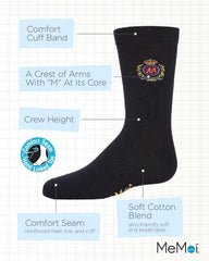 MeMoi Boys' Sophisti-Crest Mercerized Cotton Blend Crew Socks