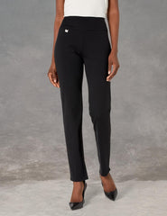 SLIM-SATION Women's Pull on Solid Knit Easy Fit Narrow Leg Pant with Tummy Panel
