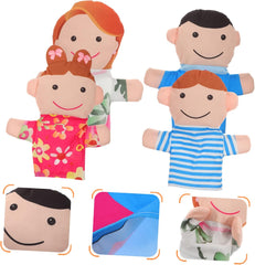 BESPORTBLE 4pcs Family Hand Puppet Set for Storytelling Role Play Charming Dad Mom Brother Sister Puppets for Lightweight for