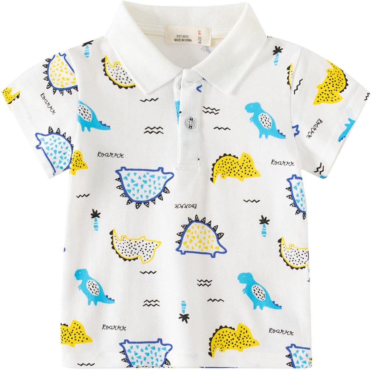 Cute Lapel Children's Short Sleeve Tops Kids Dinosaur Shirt Toddler Boy Button Down T Shirts Cool Cartoon Print Kid Cargo