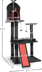 Gothic Cat Tree with Coffin Bed,53" Cat Tower with Spacious Cat Condo，Scratching Posts，Spider Hanging Ball，Multi-Level Cat Activities Furniture for Large Cats, Black Halloween