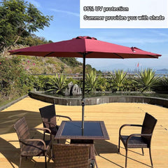 6/8 Ribs Patio Umbrella Replacement Canopy 6.5ft 7.5ft 9ft 10ft Market Umbrella Top fit Outdoor Umbrella Canopy Beach Cantilever Umbrella (Color : Burgundy, Size : 8Ribs-230cm/7.5FT)