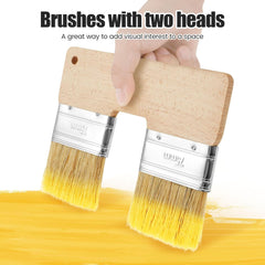 Double Paint Brush, U Shaped Double Color Brush, Double Head Painting Brush with Handle, Art Wall Painting Tools, Bristle Art Flat Texture Brush, 7.68 Inch Wall Paint Double Brush for Painting