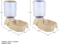 Automatic Cat Feeder and Water Dispenser - 2-Pack 3.8L/1G Dog Food and Water Bowl - Gravity Automatic Water Dispenser for Dogs and Cats by PETMAKER