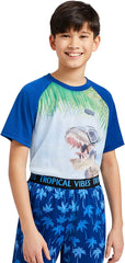 Boys 2-Piece Short Sleeve Pajama Set Kids Sleepwear PJs, Royal, XS