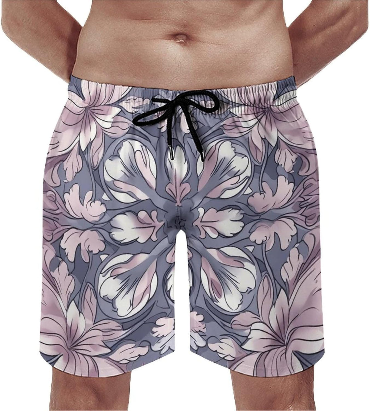 Men's Swim Trunks Some Flower Patterns Beach Shorts Quick Dry Summer Bathing Suit Swimwear Beachwear with Pockets