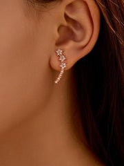 1 Pair Rose Gold Earrings, Star Shaped Dangle Earring for Women, Glamorous and Fashion Jewelry, Adorned with Cubic Zirconia, Delicate and Eye - Catching Earrings for Special Events(Rose Gold)