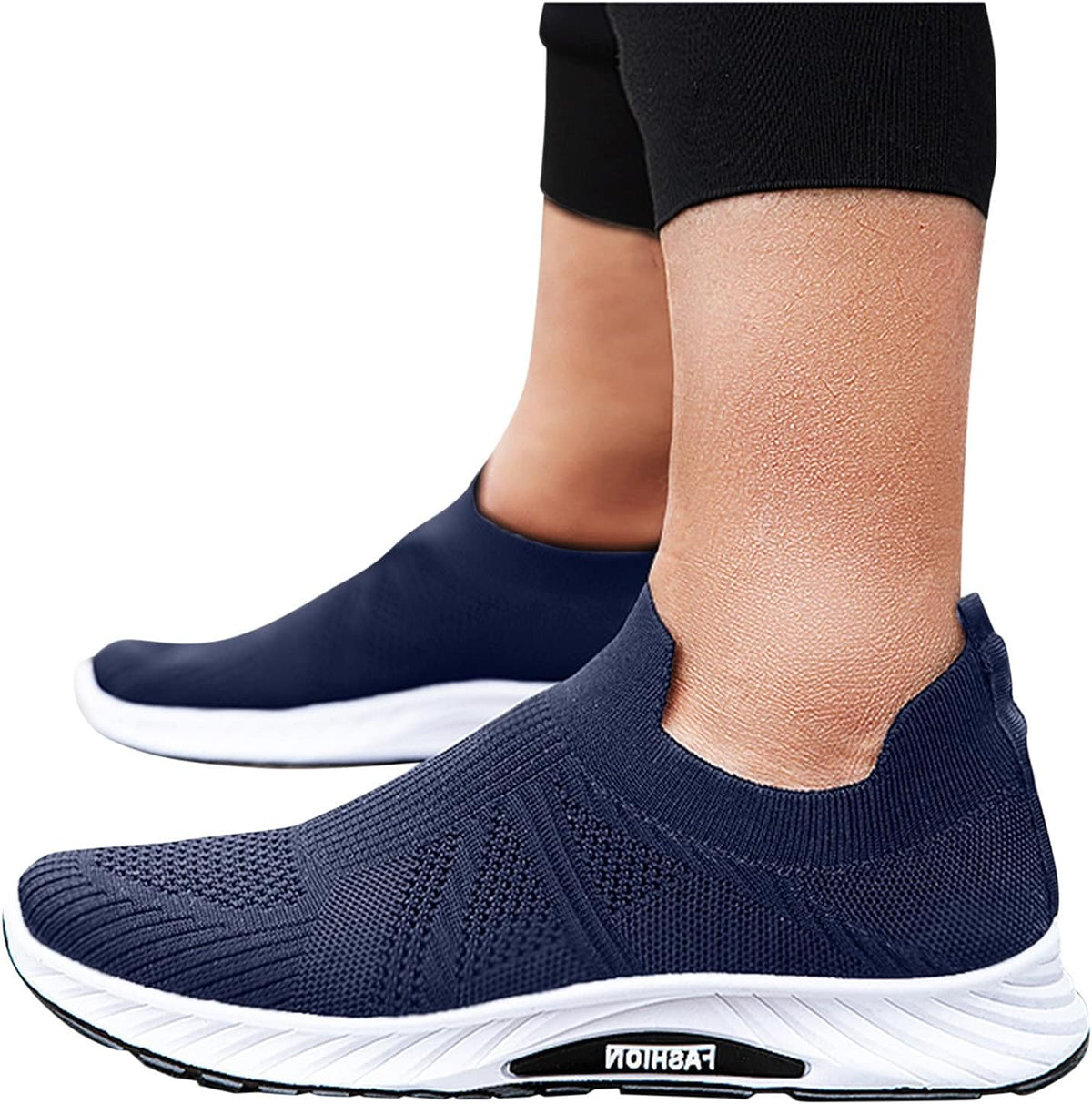 Hbeylia Men's Fashion Walking Sock Shoes Lightweight Breathable Mesh Blade Type Tennis Sneakers Fashion Running Shoes Comfortable Knit Slip On Gym Athletic Shoes Work Shoe for Men (Gray, 9)