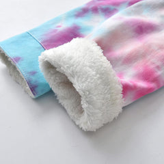 Toddler Boys Girls Windproof Tie Dye Prints Denim Fleece Coat Jacket Kids Warm Outerwear Jacket Heavy Jacket Kids