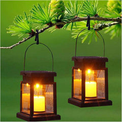 Outdoor Wall Lamps LED Outdoor Twinkle Candle Lantern Solar Powered Warm Flame Flashing Tea Light Fit for Home Garden Decoration Light Outdoor Lamp