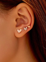 3 Pairs Heart Stud Earrings for Women, Rose Gold Plated Cubic Zirconia Heart Earrings, Elegance and Stylish Ear Studs, Ideal for Daily Wear and All Occasions, Fashion Jewelry (Gold)