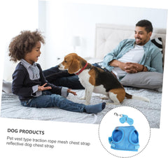 Reflective Dog Harness Set Pet Vest Harness for Dogs Pulling Rope Breathable Mesh Nighttime Safety Comfortable Puppy