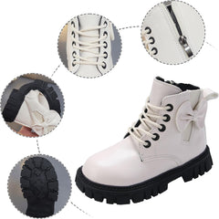 Fashion Non Slip Ankle Boots Lace up Lug Sole Side Zipper Outdoor Booties Kids Cowboy Boots Toddler Boots