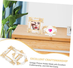 Garneck 6Pcs Mini Retro Resin Picture Frames Vintage Style Decorative Photo Frames for DIY Crafts for Mini Houses and Delicate Photos Display