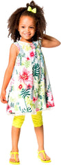 Deux par Deux Little Girls' Dress and Leggings Flamingo Edit, Sizes 18M-6