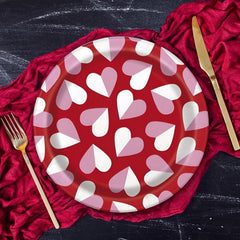 Unique Industries Charming Hearts Disposable Round Dessert Paper Plates - 7" (8 Ct) | Perfect for Romantic Events & Celebrations, Red, White, Purple