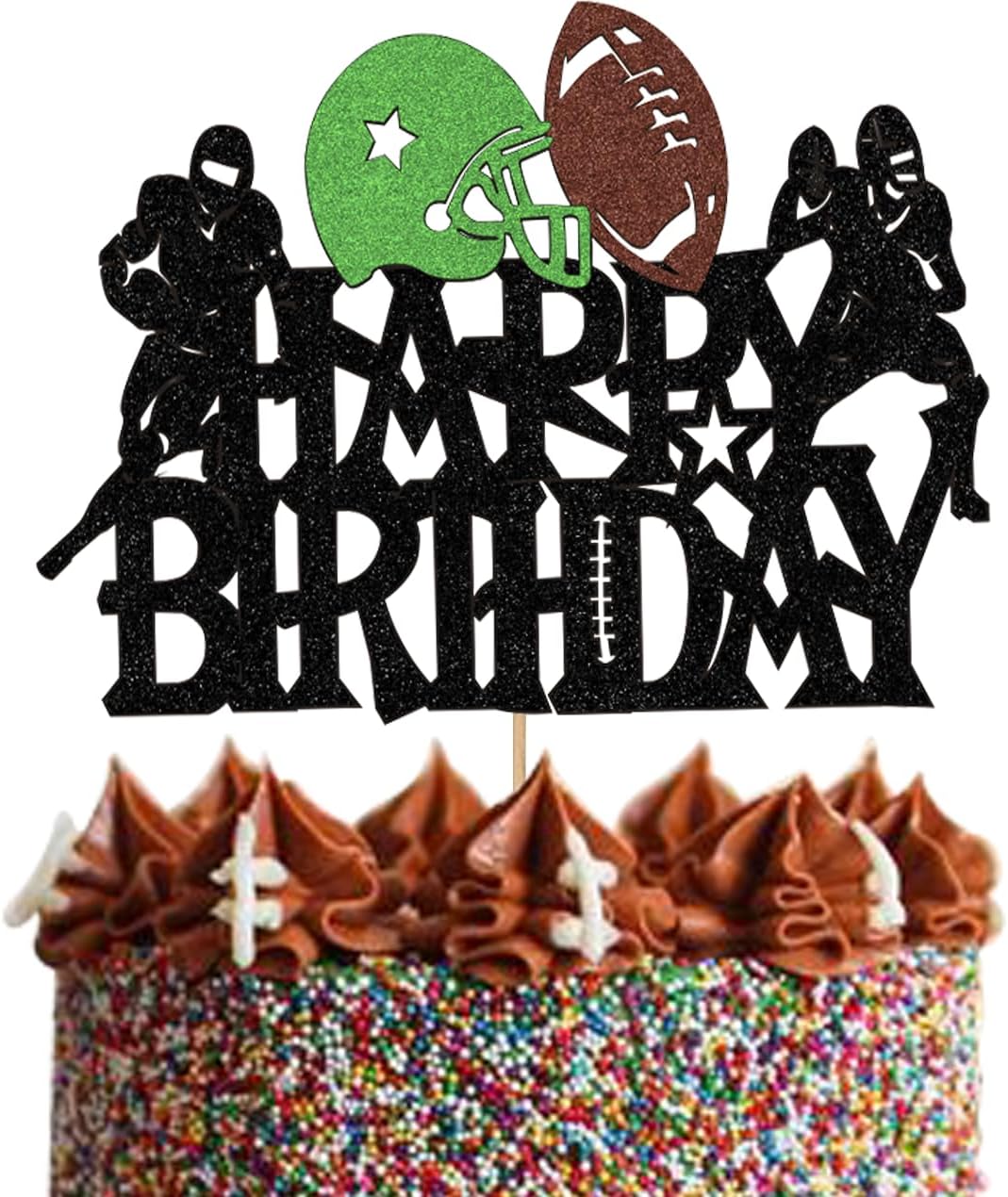 WishFirst Happy Birthday Football Cake Topper For men Rugby Player Scene Cake Decoration For Kids Sport Theme Birthday Football Party Event Supplies for Boys