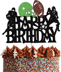 WishFirst Happy Birthday Football Cake Topper For men Rugby Player Scene Cake Decoration For Kids Sport Theme Birthday Football Party Event Supplies for Boys