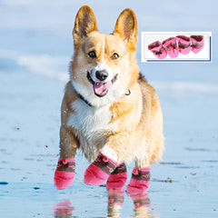Soft Small Dog Shoes, 4pcs Winter Boots for Small Dogs, Waterproof Dog Boots Paw Protector, Puppy for Dogs, with with Anti-Slip Sole Kitten Booties for Walking (Rose, Size 5).