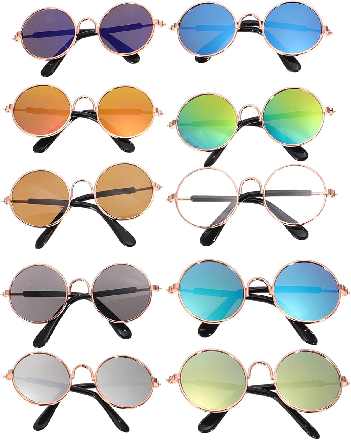 Totority 10pcs Pet Dog Puppy Cat Sunglasses Doggy Goggles for Small Animals Round Lens Design for Comfortable Wear Fashionable Photo Props