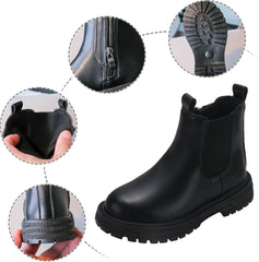 Short Boots Ankle Boots for Girls Bow Side Zipper Low Heel Outdoor Warm Shoes Waterproof Combat Shoes with Zipper