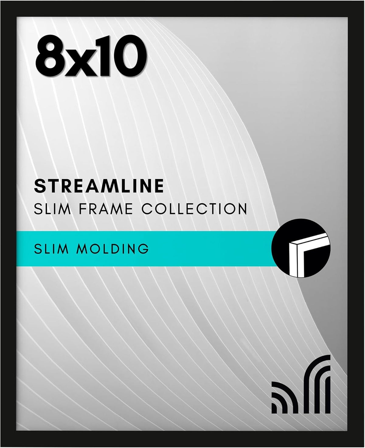 Americanflat 8x10 Picture Frame with Shatter-Resistant Glass - Streamline Collection - Thin Border Photo Frame for Tabletop and Wall Display - Hanging Hardware and Easel Stand Included - Black