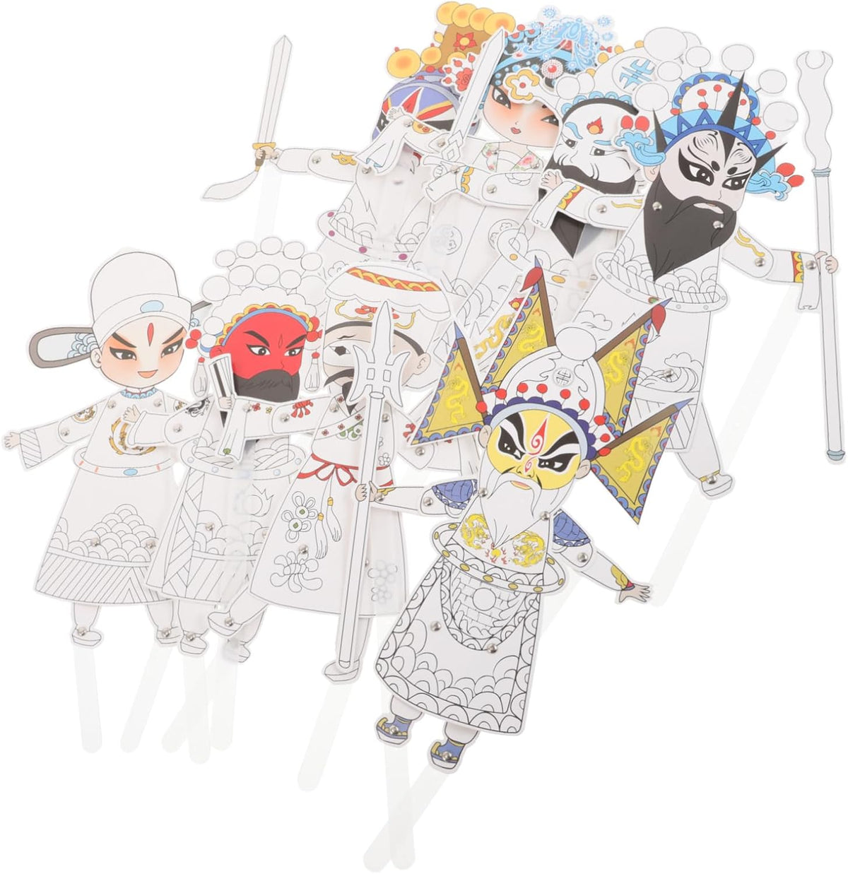 DOITOOL 8Pcs DIY Traditional Chinese Hand Puppet Kit Create Your Own Shadow Puppets for Activities Family Fun and Artistic Expression Educational Craft for Cultural Heritage