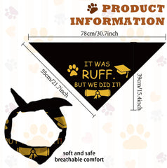 arricraft 1 Pc Triangle Pet's Bandana, Black, Large, Cotton, 'It Was Ruff But We Did It' Pattern for Large Dog